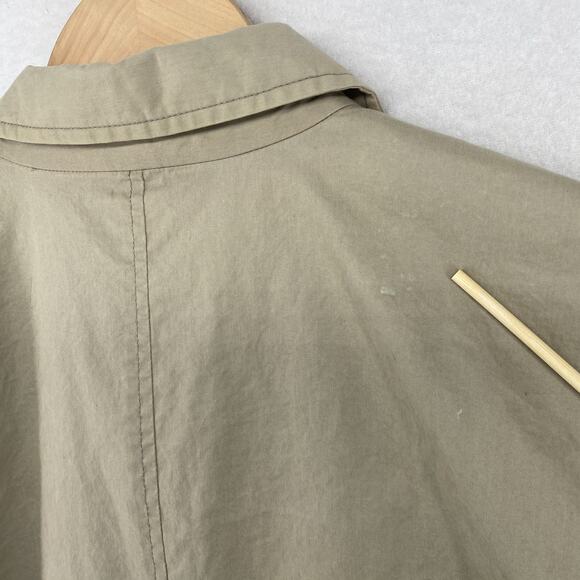 EILEEN FISHER Jacket M Twill Cotton Trench Coat Duster Button Front Gray - Picture 15 of 16